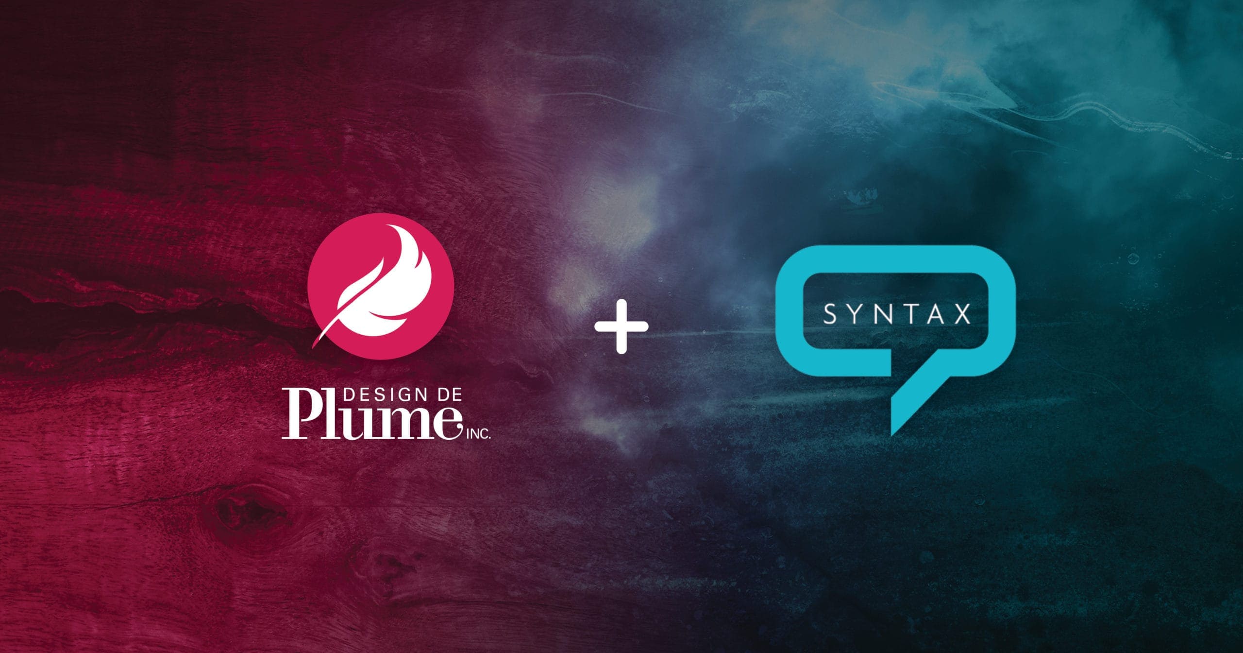 The logos for Design de Plume and Syntax are shown in partnership