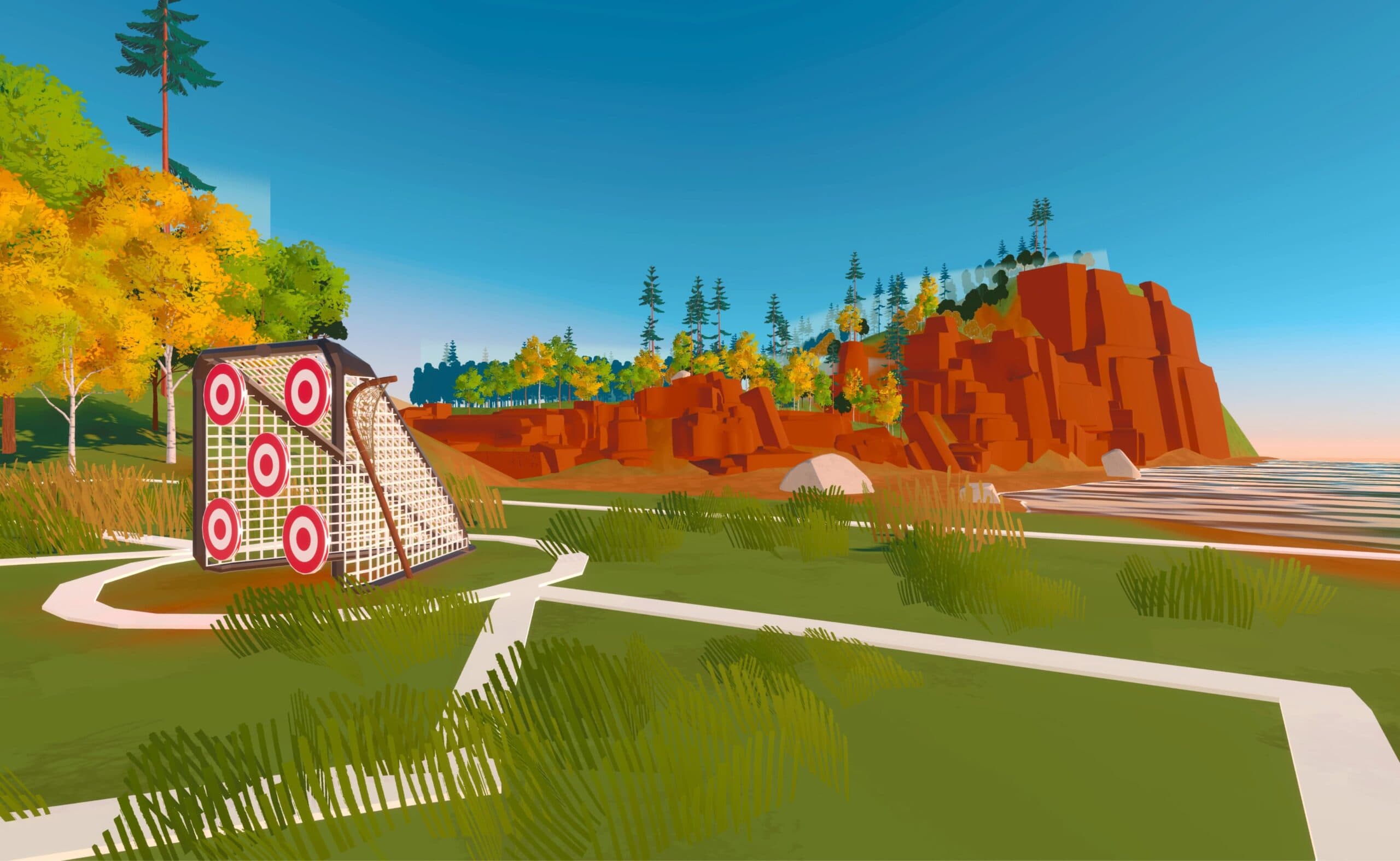 A screenshot from the VR lacrosse experience is shown.