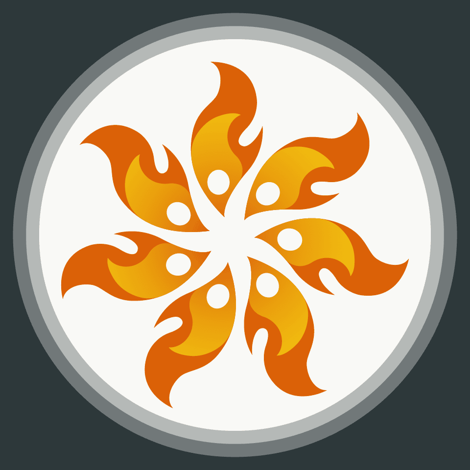 Six individual orange and yellow flames reaching outward.