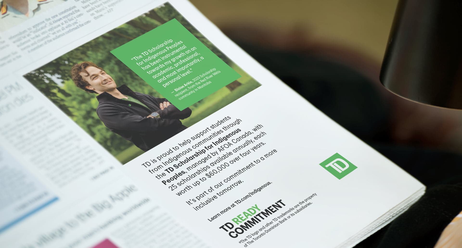 TD ad featured in the newspaper.